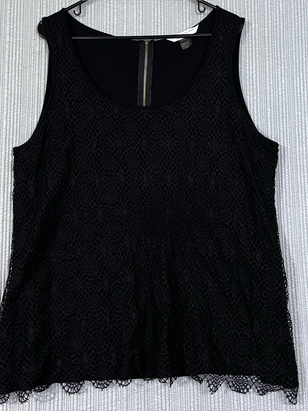 Peter Nygard Black Sleeveless Tank Top Lace Overlay Womens Plus Sz 2X